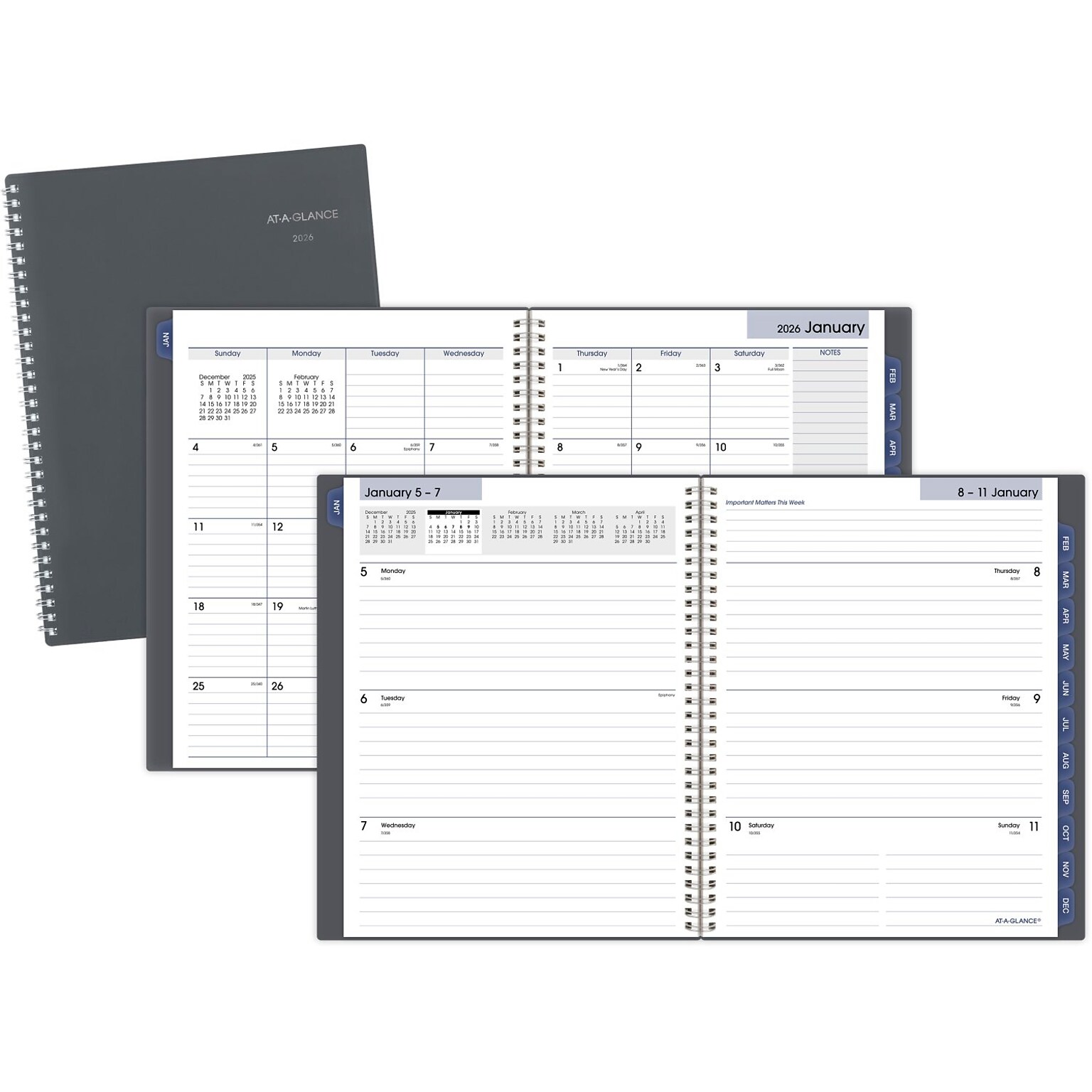 2026 AT-A-GLANCE DayMinder 8.5 x 11 Weekly & Monthly Planner, Poly Cover, Gray (GC545-07-26)
