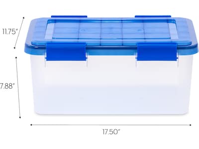 Iris WeatherPro 18.4 Qt. Latch Lid Storage Bin, Clear/Blue (500199)