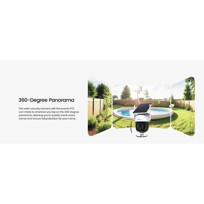 aosu 2K QHD 3.0-MP Outdoor Wireless AI-Smart Solar Security Camera, White (C9C2CA11)