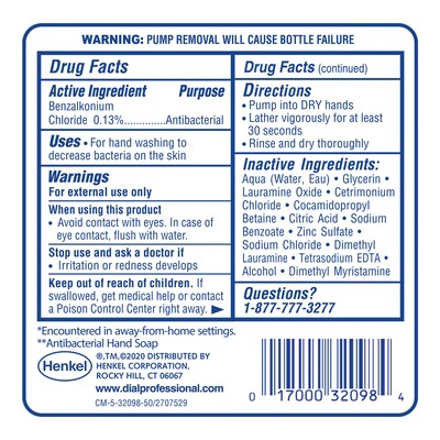 Dial Complete Clean + Gentle Antibacterial FIT Universal Manual Foaming Hand Soap Refill, 40.5 Fl. Oz., 3/Carton (DIA32100)