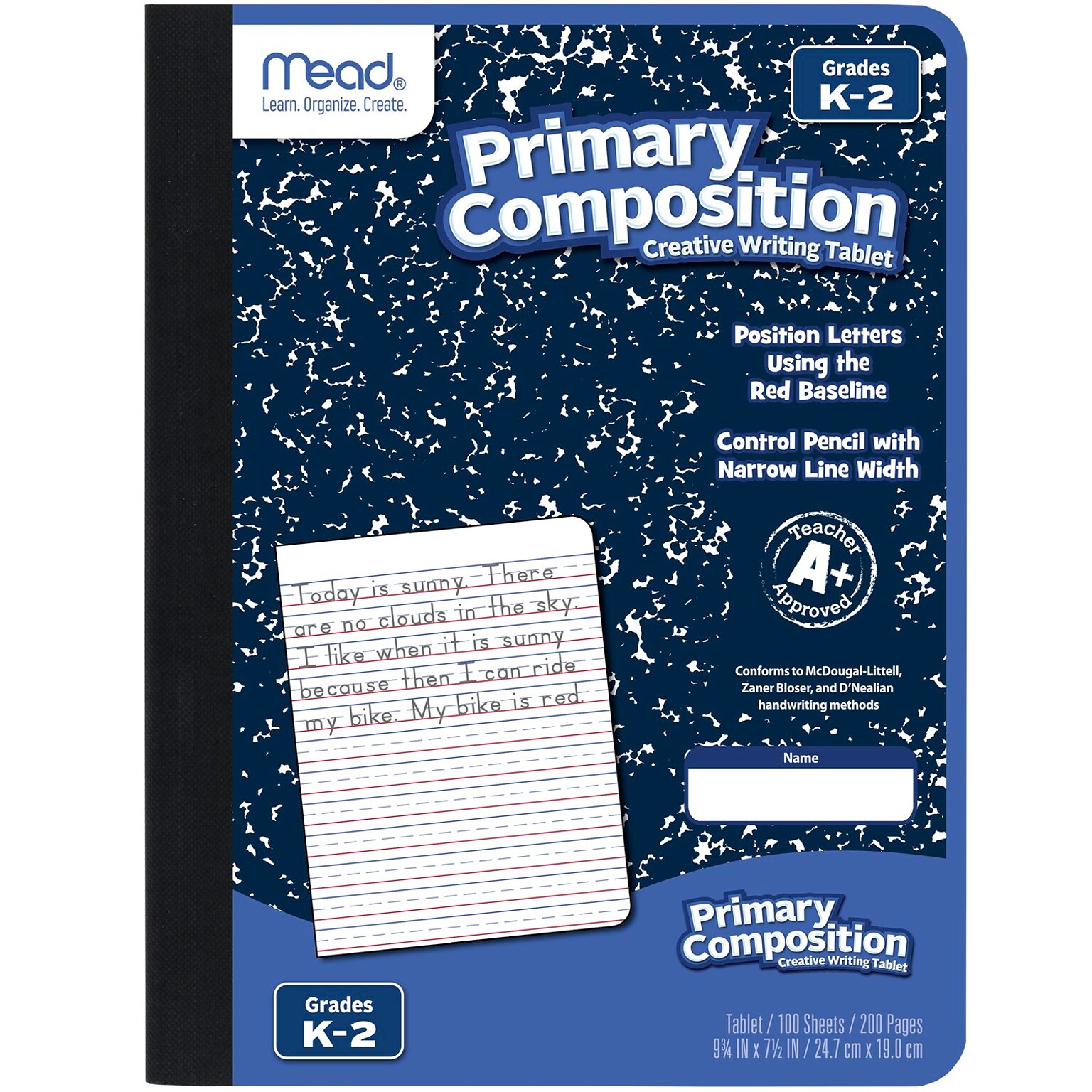 Mead Grades K-2 Primary Composition Notebook, 100 Sheets, Blue (09902)