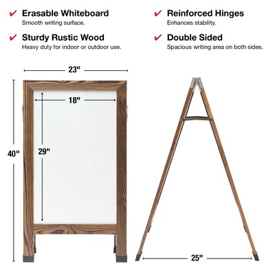 Excello Global Products Indestructible A-Frame Whiteboard, 40 x 22, Brown (EGP-HD-0538-BN)