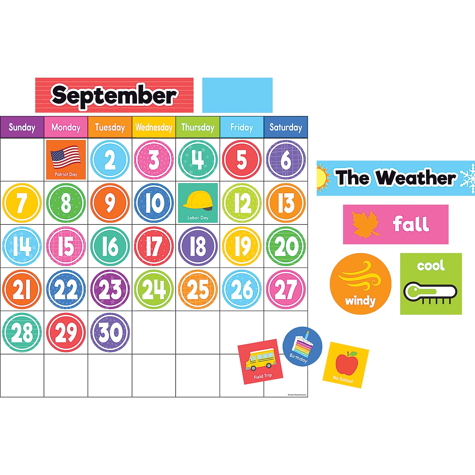 Teacher Created Resources Colorful Magnetic Calendar Set, 93 Pieces/Set (TCR77067)