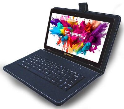Linsay Octa Core 10.1" Tablet, 4GB RAM, 128GB Storage, Android 13, Bundled with Black Keyboard, Application Pack and Stylus Pen