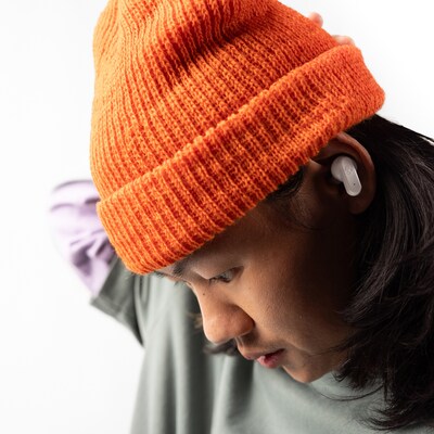 Skullcandy Dime Evo True Wireless Noise-Isolating Earbuds, Bluetooth, Bone/Orange Glow (S2DTW-S951)