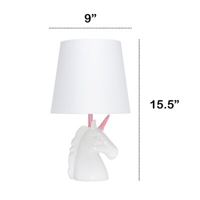 Creekwood Home Whimsilux 15.5" LED Table Lamp, White/Pink Glitter (CWT-2023-PN)