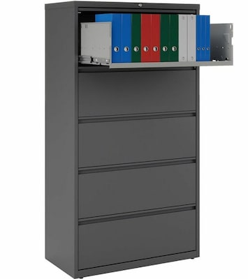 Quill Brand® 5-Drawer Lateral File Cabinet, Locking, Letter/Legal, Charcoal, 36W (26827D)
