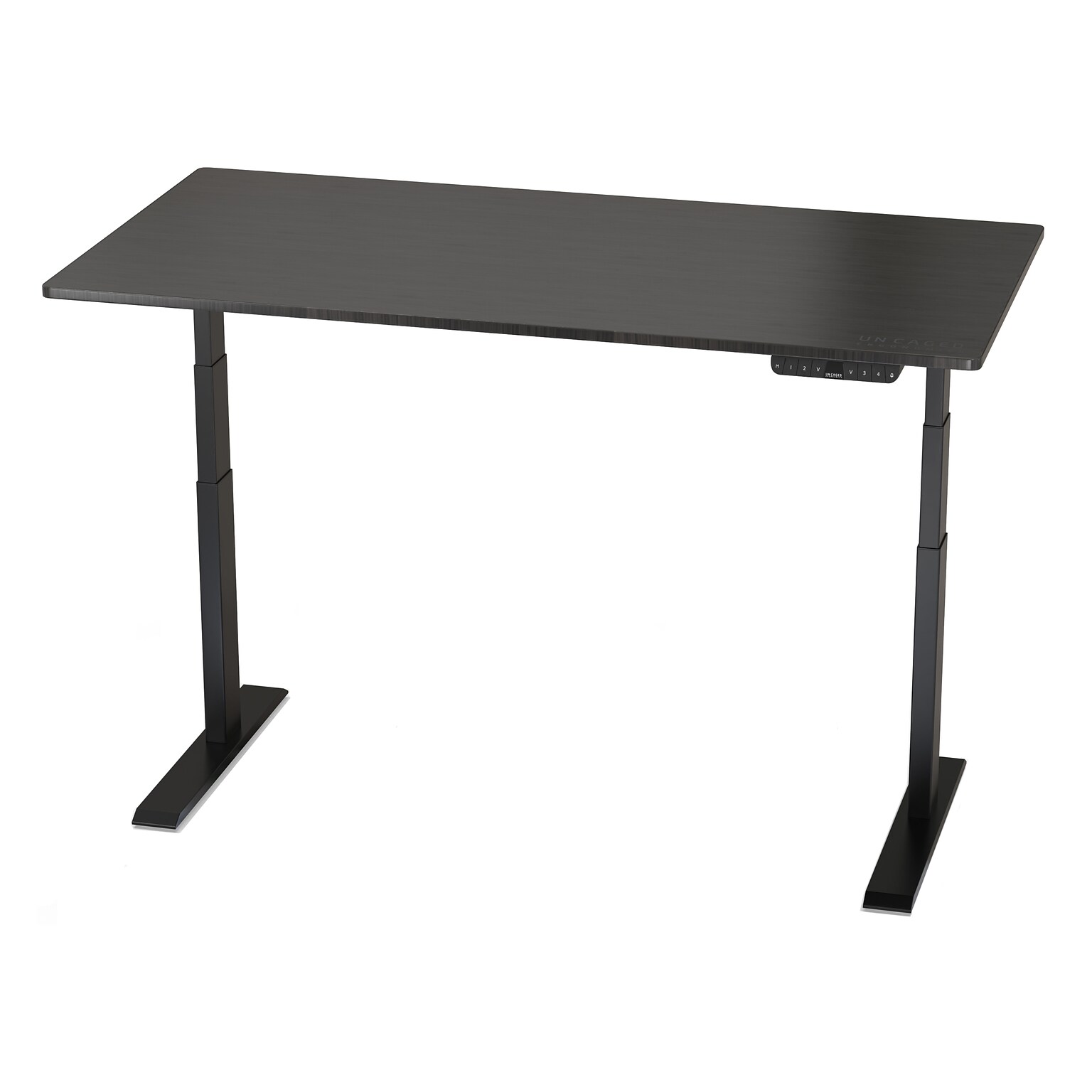 Uncaged Ergonomics RISE UP Electric Adjustable Standing Desk with Solid Bamboo Desktop, 23.6 to 49.2, Black (RUBBK)