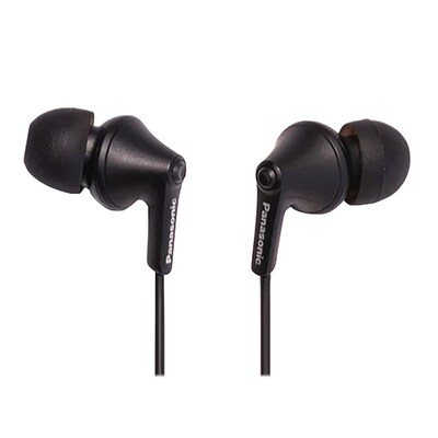 Panasonic ErgoFit Earbuds with Microphone & Neodymium Drivers, Matte Black (RP-TCM125)