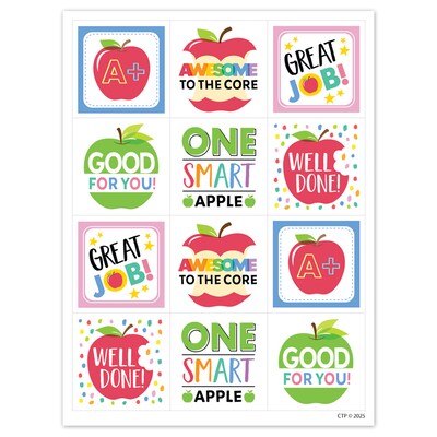 Creative Teaching Press Apple Time Apple Reward Stickers, Multicolored, 60/Pack, 6/Packs/Bundle (CTP11020-6)