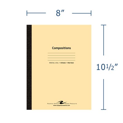 Roaring Spring Paper Products 1-Subject Composition Notebook, 8 x 10.5, Wide Ruled, 48 Sheets, Assorted Color (ROA77501)
