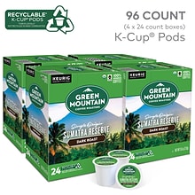 Green Mountain Sumatra Reserve Coffee, Dark Roast, 0.40 oz. Keurig® K-Cup® Pods, 96/Carton (GMT4060C