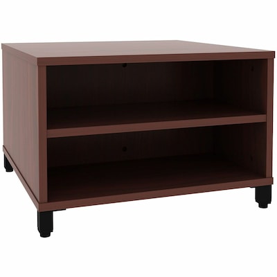 Lorell 24W x 24D Laminate Square Reception Table with Storage, Mahogany (LLR69200)