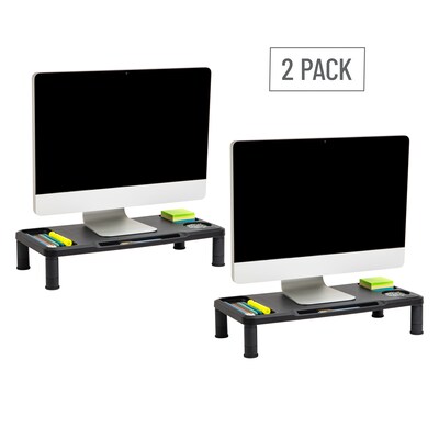 Mind Reader Monitor Stand Desktop Organizer, Plastic, 2/Pack, Black