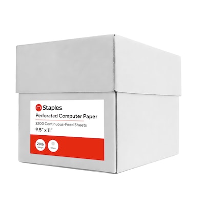 Staples® 9.5 x 11 Continuous Paper, 15 lbs., 100 Brightness, 3200/Carton (25514/177097)
