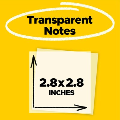Post-it Transparent Sticky Notes, 2.8 x 2.8, Assorted Collection, 30 Sheets/Pad, 10 Pads/Pack (600