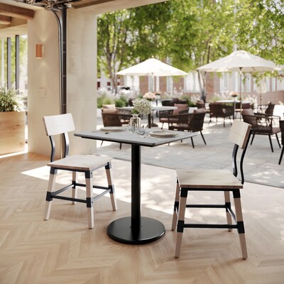 Flash Furniture Acadia Wooden Dining Table, 23.75D x 29.75W, Gray Faux Concrete/Black Base (ST2430CGTR18)