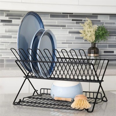 Better Houseware Jr. Coated Steel Dish Rack, Black (BTH1483E)