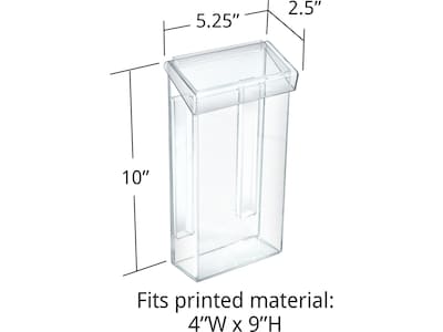 Azar Brochure Holder, 5.25" x 10", Vertical, Desktop/Wall, Clear, Acrylic, 2/Pack (252962)