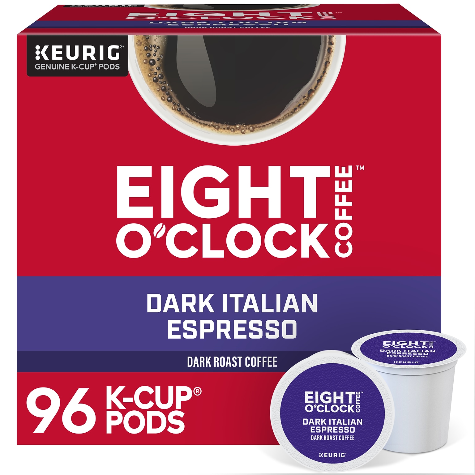 Eight OClock Dark Italian Espresso Coffee, Keurig K-Cup Pod, Dark Roast, 96/Carton (6408CT)