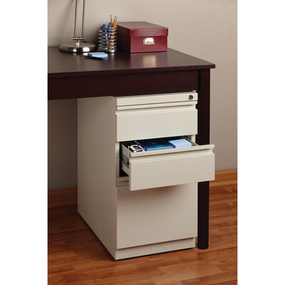 Hirsh 20" Mobile Pedestal File Cabinet, 3 Drawer Box-File, Letter Width, Putty (18574)