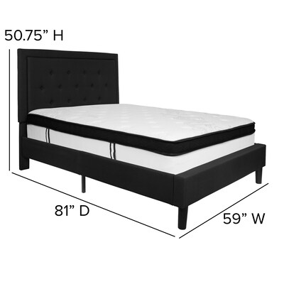 Flash Furniture Roxbury Tufted Upholstered Platform Bed in Black Fabric with Memory Foam Mattress, Full (SLBMF22)