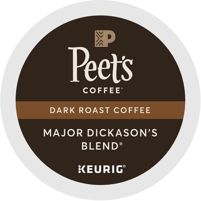 Peet's Coffee Major Dickason's Blend Coffee, Dark Roast, 0.47 oz. Keurig® K-Cup® Pods, 22/Box (6547)