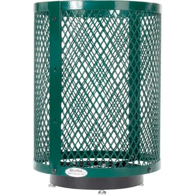 Global Industrial Outdoor Diamond Steel Trash Can w/ Dome Lid & Base, 36 Gallon, Green (261948GND)