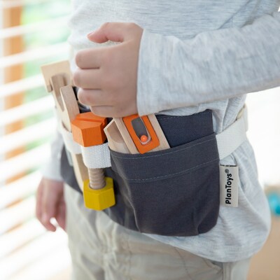PlanToys Tool Belt and Wooden Tool Set, Natural (PTS3485)