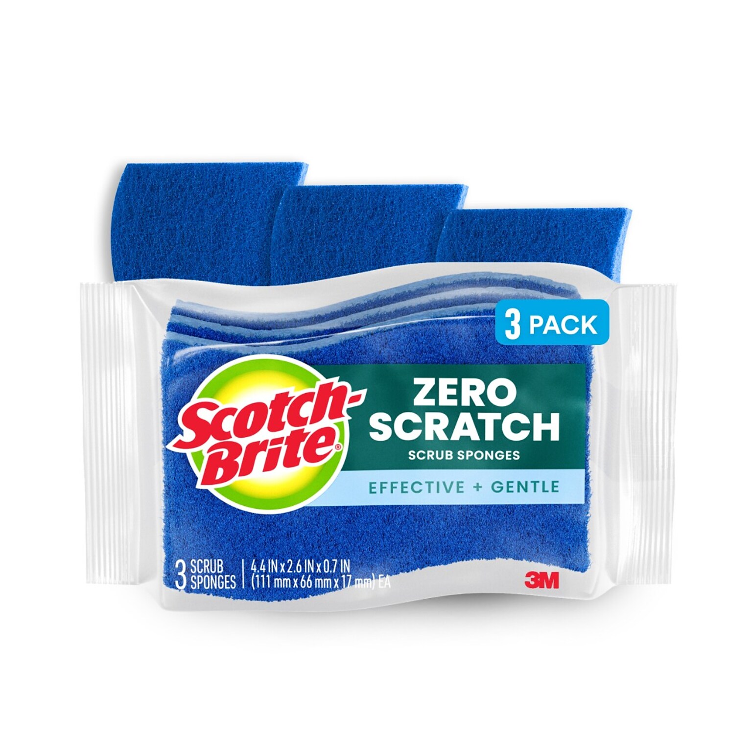 Scotch-Brite Non-Scratch Scrub Sponge, Blue, 3/Pack (MP-3-8-D)