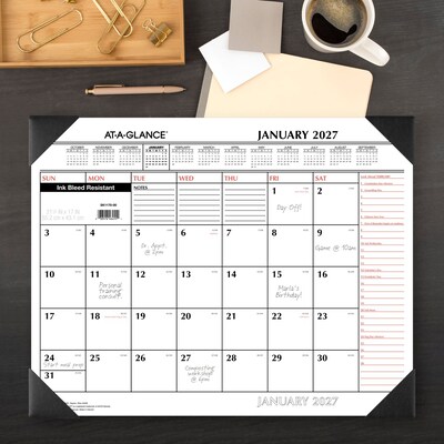 2027 AT-A-GLANCE 21.75 x 17 Monthly Desk Pad Calendar, White/Black (SK1170-00-27)