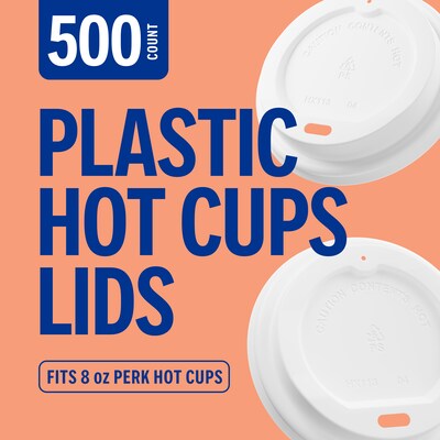 Perk™ Plastic Hot Cup Lid, 8 Oz., White, 500/Carton (PK45593CT)