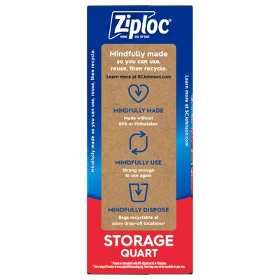 Ziploc Slider Bags, Storage, Quart - 76 bags