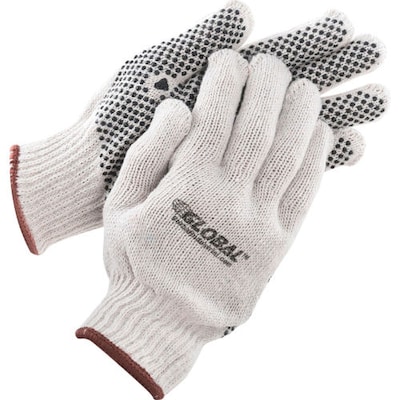 Global Industrial PVC Dot Knit Gloves, Single-Sided, Black, Large  (708352L)