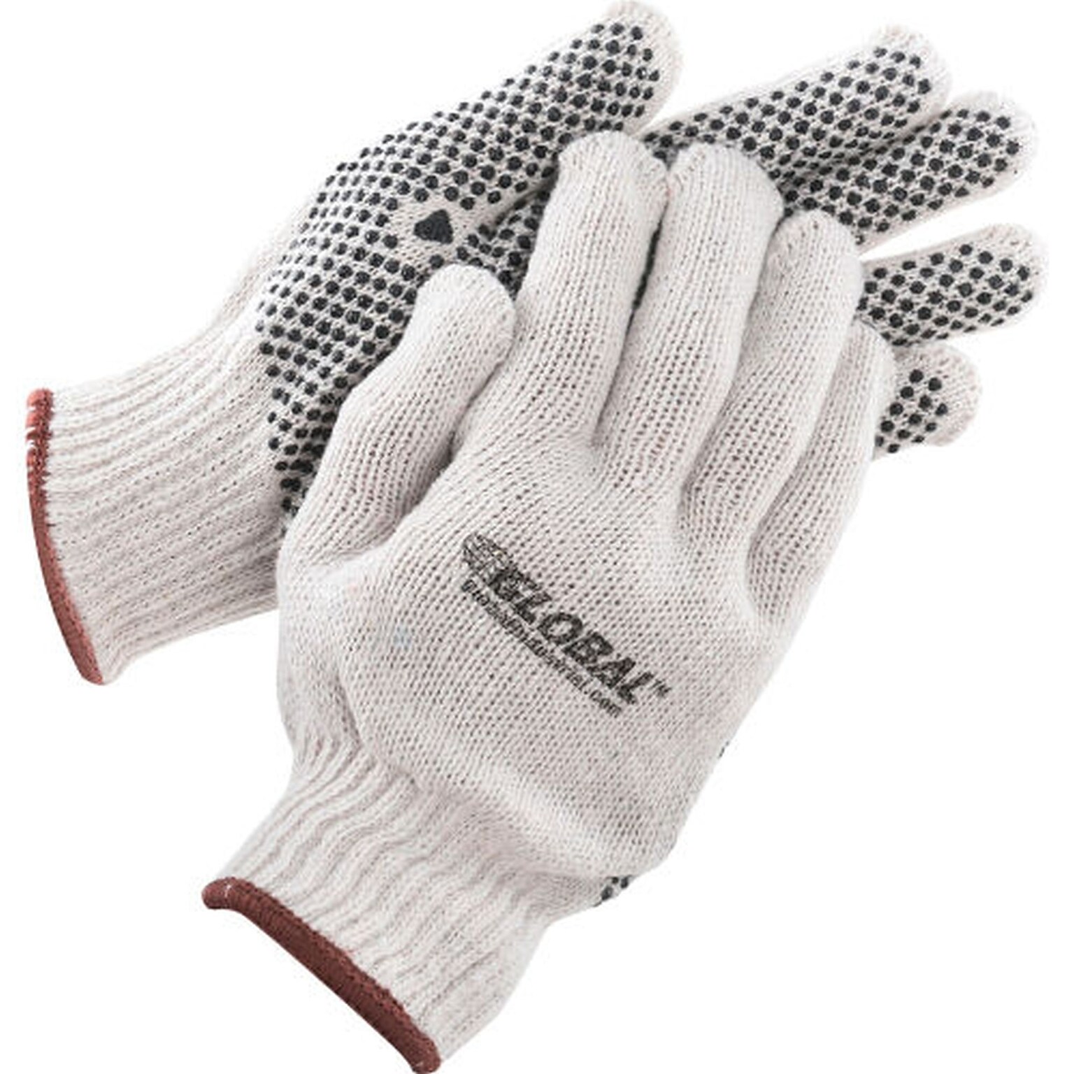 Global Industrial PVC Dot Knit Gloves, Single-Sided, Black, Large  (708352L)