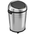 iTouchless Stainless Steel Round Sensor Trash Can with AbsorbX Odor Control System and Wheels, 18 Ga