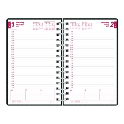 2026 Brownline DuraFlex 5" x 8" Daily & Monthly Appointment Book, Plastic Cover, Black (CB634V.BLK)