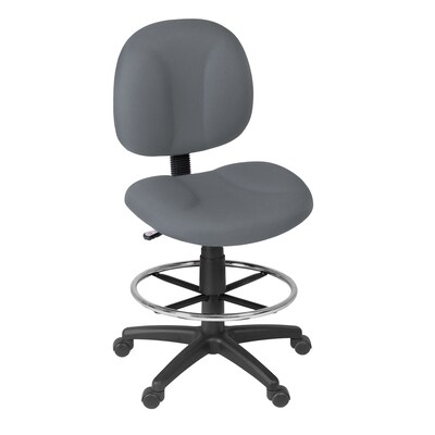 Regency Comfort Series Armless Fabric Drafting Chair with Footrest and Lumbar Support, Grey (105-DK-GY)