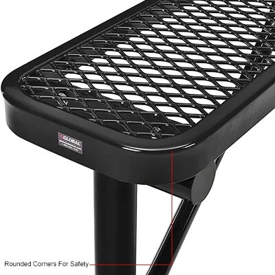 Global Industrial 4' Outdoor Steel Flat Bench, Expanded Metal, Black (695741BK)