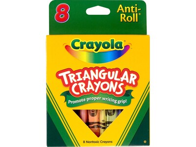 Crayola Anti-Roll Triangular Crayons, Assorted Colors, 8/Box, 24 Boxes/Carton (52-4008CT)