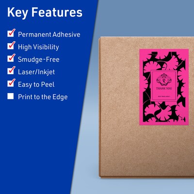 Avery Laser/Inkjet Rectangle Multipurpose Labels, 5.5 x 8.5, Neon Magenta, 160/Box (94229)