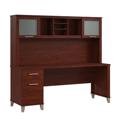 Bush Home Somerset 72W Office Desk with Drawers and Hutch, Hansen Cherry (SET018HC)