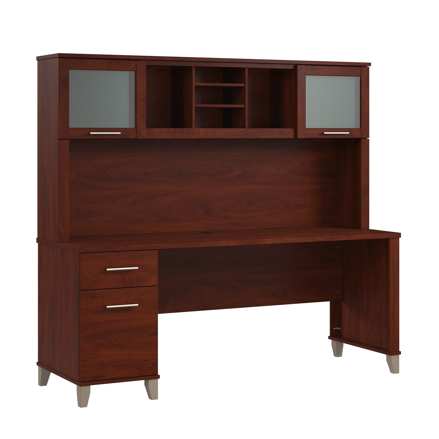 Bush Home Somerset 72W Office Desk with Drawers and Hutch, Hansen Cherry (SET018HC)
