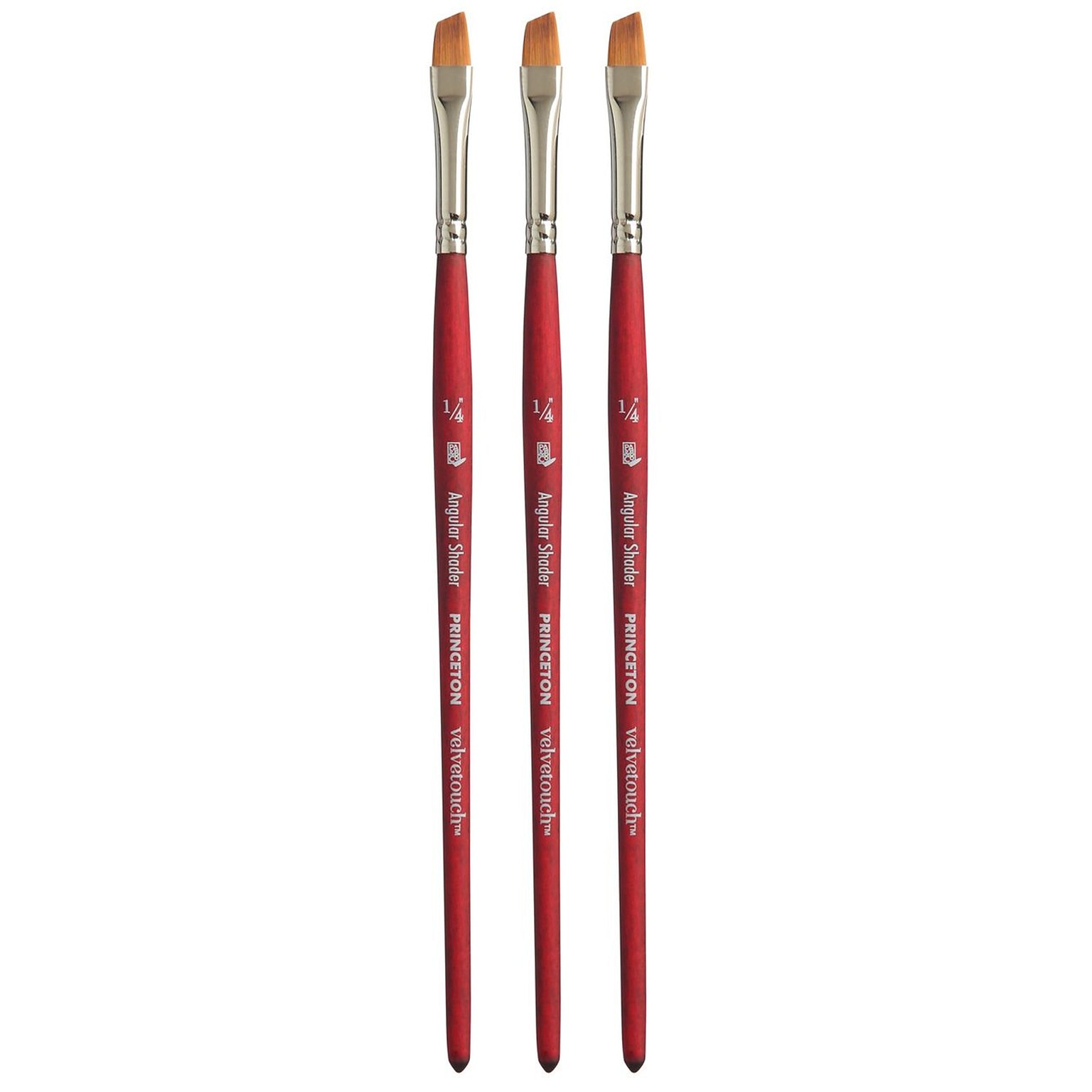 Princeton Velvetouch Mixed Media Synthetic Angle Shader Brush, 3/Pack (PBXP3950AS025-3)