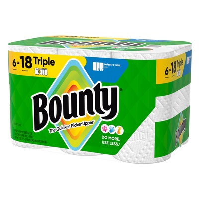 Bounty Select-A-Size Triple Roll Paper Towels, 2-ply, 123 Sheets/Roll, 6 Rolls/Pack (67001/05630)