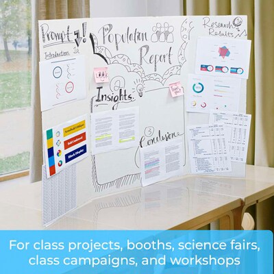 Bazic Tri-Fold Presentation Board, 36" x 48", Paper, White, 24/Carton (BAZ5033)