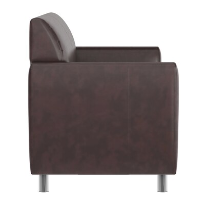 Flash Furniture Hercules Diplomat LeatherSoft Loveseat, Brown/Chrome Legs (BT8272BNCHR)