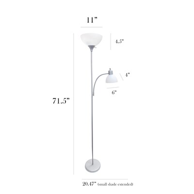 Simple Designs 71.5" Silver Floor Lamp with Dome Shades, 2/Pack (LF2000-SLV-2PK)