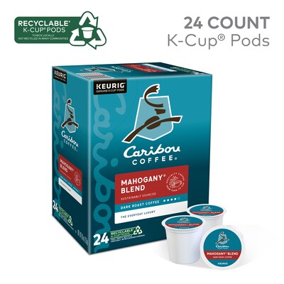 Caribou Mahogany Blend Coffee Keurig® K-Cup® Pods, Dark Roast, 0.40 oz., 24/Box (6990)