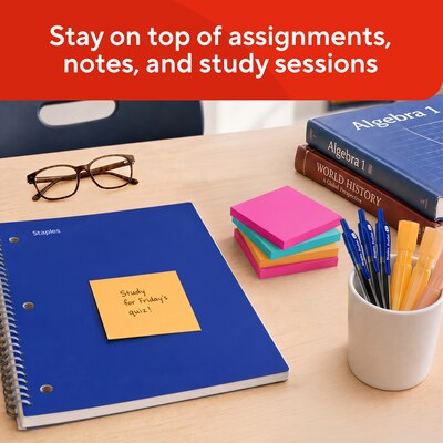 Staples Pop-Up Sticky Notes, 3" x 3", Assorted Colors, 600 Sheets – Dispenser-Ready Notes for Reminders & Office Use
